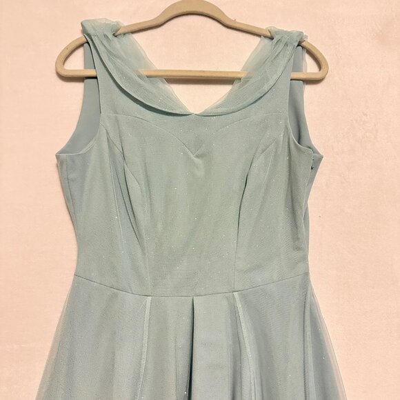 Miss Candyfloss Womens Medium 50s Cinderella Pin Up Swing Dress Blue Glitter - Picture 4 of 15